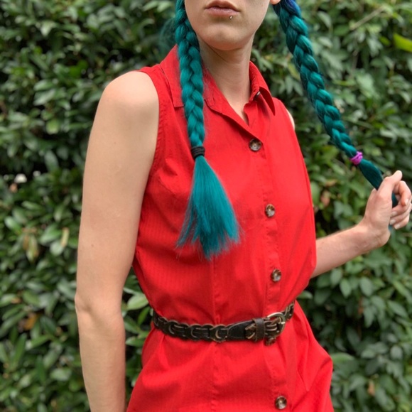 Cherry Red buttonup dress - Picture 2 of 4